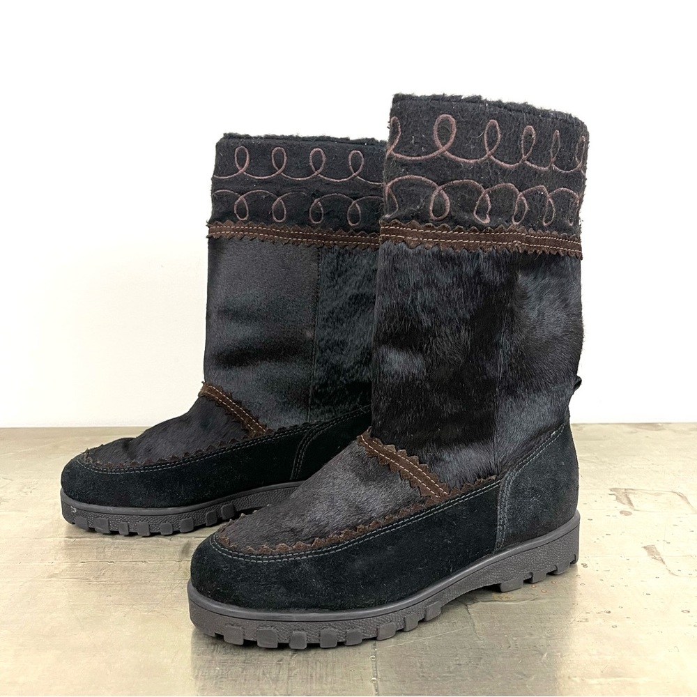 Khombu Snow Boots Calf-hair & Suede Wool Trim Faux Fur Lining